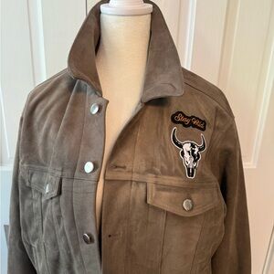 H&M Brown Faux Suede Jacket with custom patches